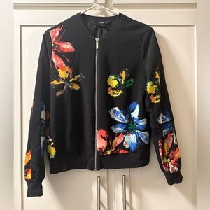 Mossimo Black Floral Print Bomber Jacket